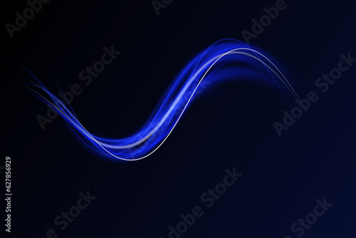 Blue light trail, wave speed, trace line twirl