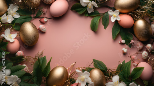 Golden Easter eggs in assorted floral
