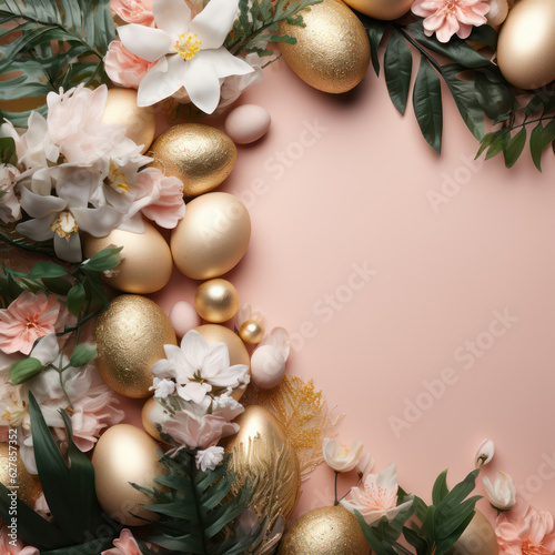 Golden Easter eggs in assorted floral
