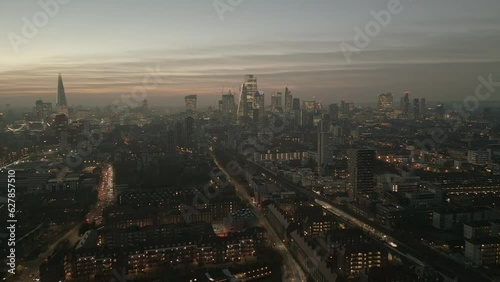 Wallpaper Mural London Skyline wapping area, Early Evening Drone Shot Cityscape Torontodigital.ca