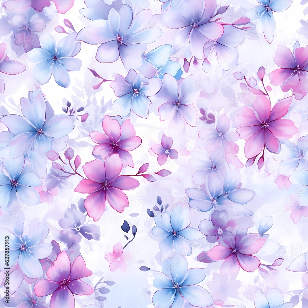 a pink and purple watercolor floral and cherry blossom