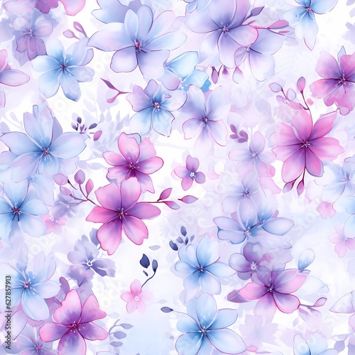 a pink and purple watercolor floral and cherry blossom