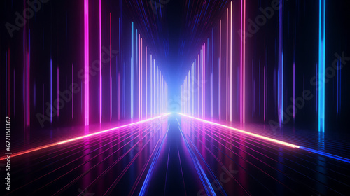A mesmerizing tunnel illuminated by vibrant neon lights