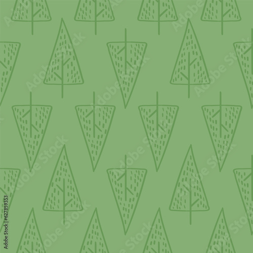 Vector seamless pattern with tree.Tropical jungle cartoon leaf.Pastel plant background.Cute natural pattern for fabric, childrens clothing,textiles,wrapping paper.