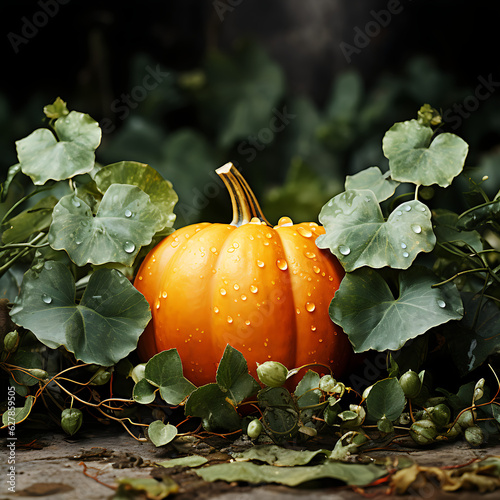 Punpkin and leaf  photo