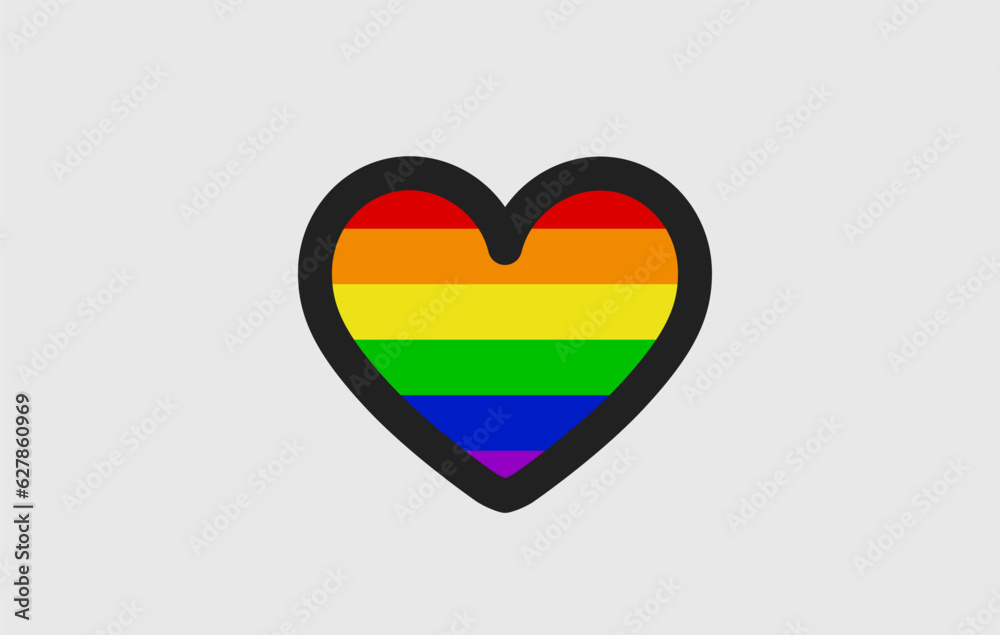 LGBT heart icon: gay, lesbian, rainbow, coming out, free love, flag, support, stop homophobia, LGBT rights, pride day. Modern vector illustration. LGBT heart icon: gay, lesbian, rainbow, coming out, free love, flag, support, stop homophobia, LGBT rights, pride day. Modern vector illustration.