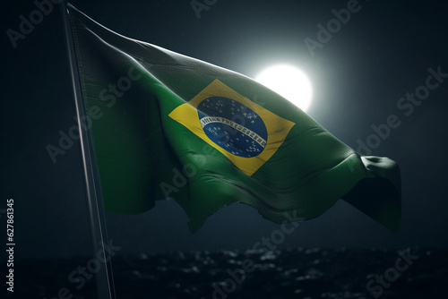 7 de setembro. Brazilian Independence Day. fireworks, Brazilian flag, green yellow and blue colors, greeting card. On September 7, 1822, Brazil declared independence from Portugal. photo