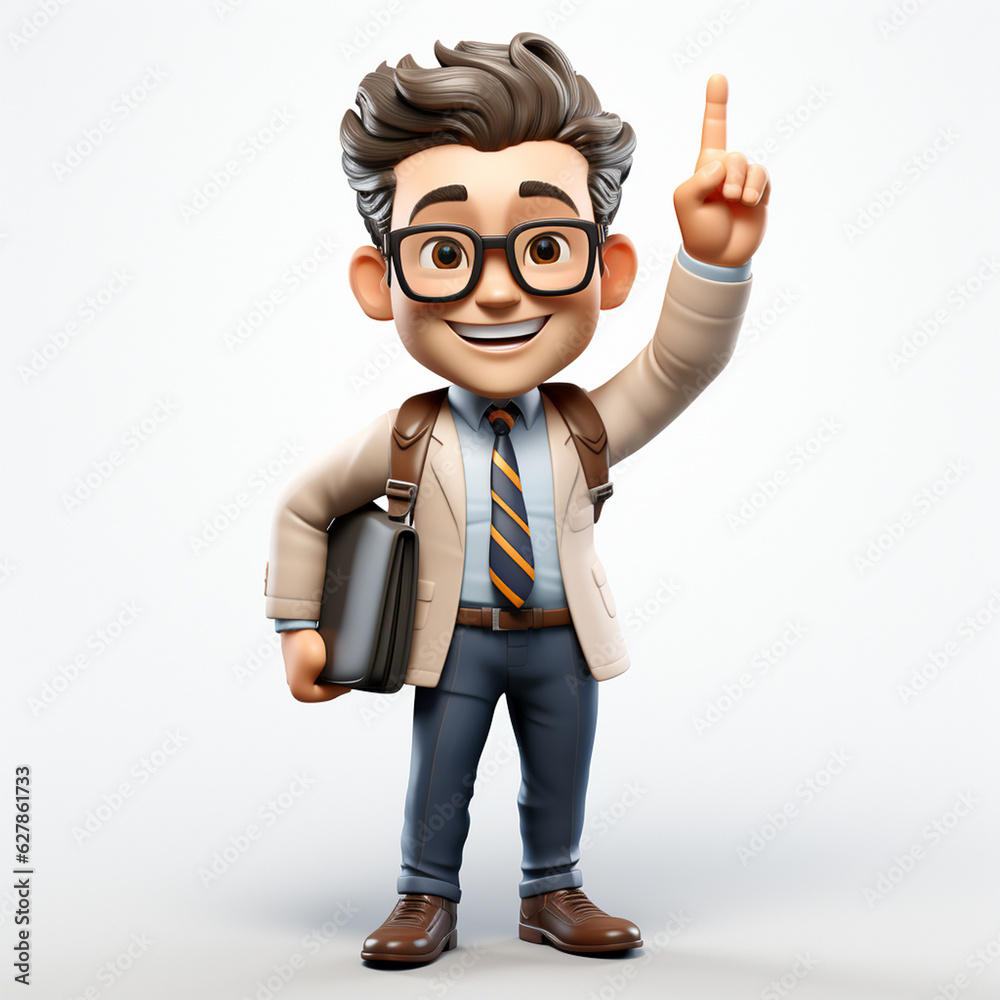 a happy 3d business man on transparent white background a happy 3d business man on transparent white background