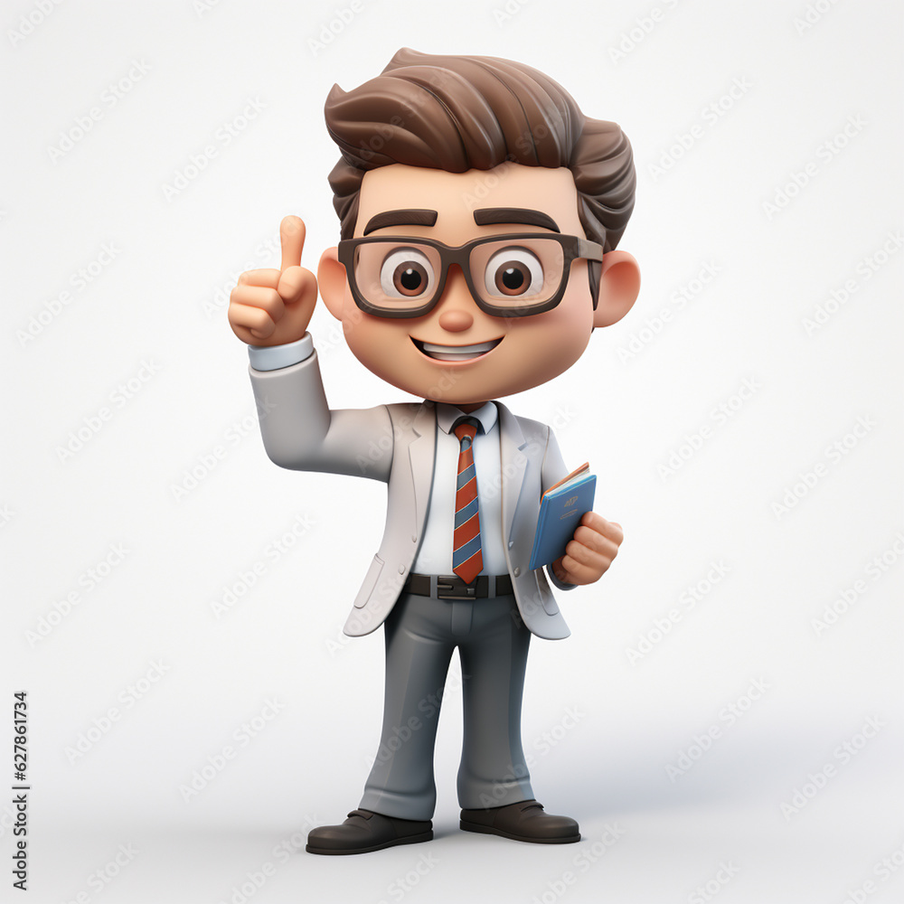 a happy 3d business man on transparent white background a happy 3d business man on transparent white background