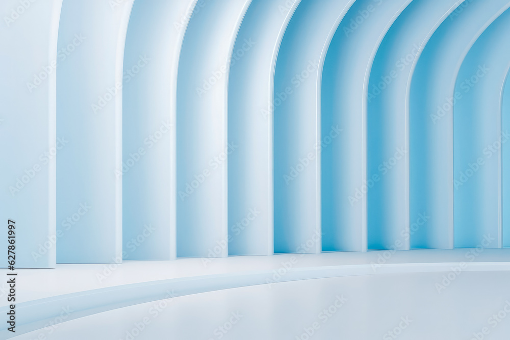 Beautiful airy wide screen minimalistic white and light blue background. White pillars on blue background. Beautiful airy wide screen minimalistic white and light blue background. White pillars on blue background.
