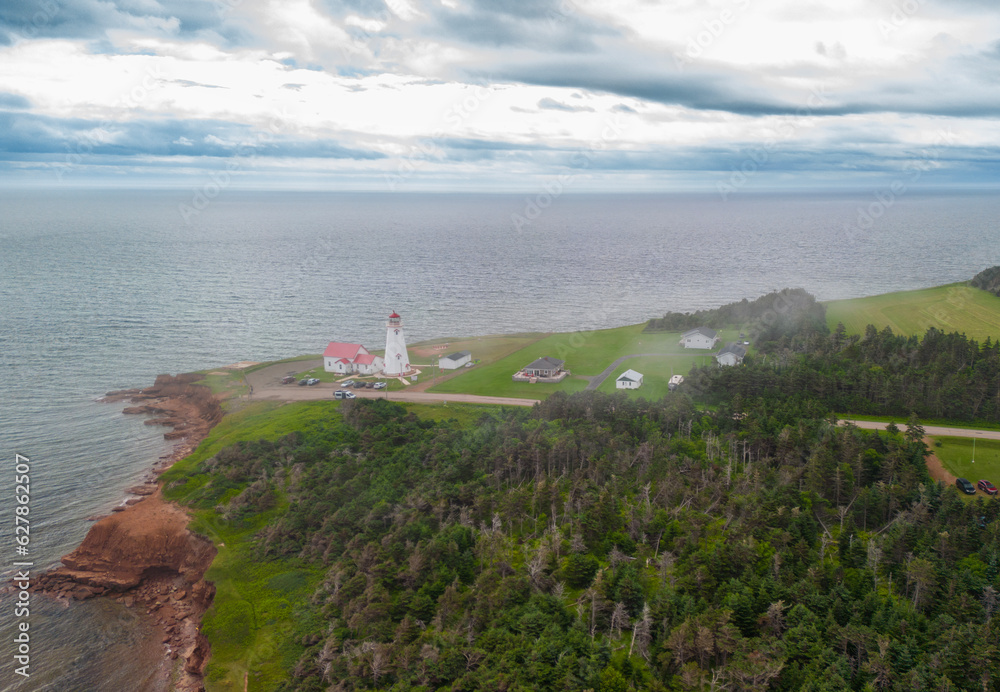 Prince Edward Island, the East Point Lighthouse aerial view Prince Edward Island, the East Point Lighthouse aerial view