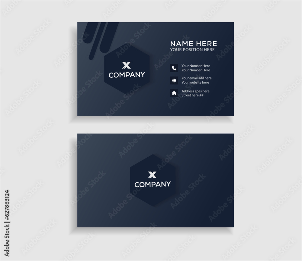 Branding and creative business card template, flat horizontal visiting card. Branding and creative business card template, flat horizontal visiting card.