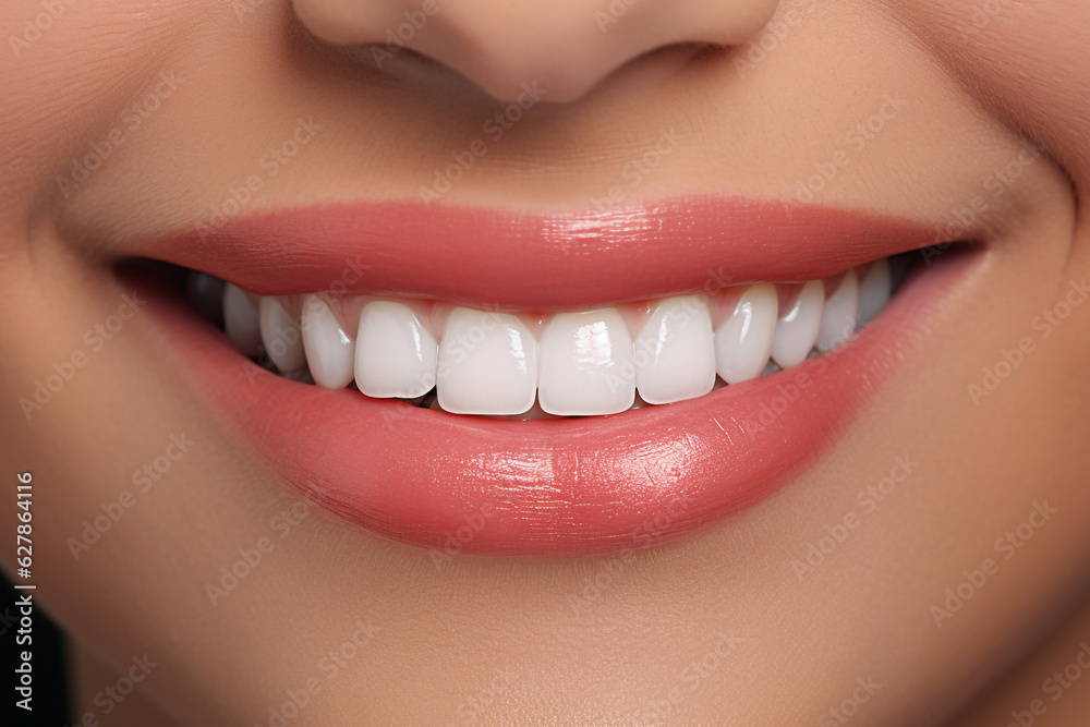 extreme close up on a female smiling mouth with perfectly white teeth. Dental Care Concept. High quality photo extreme close up on a female smiling mouth with perfectly white teeth. Dental Care Concept. High quality photo