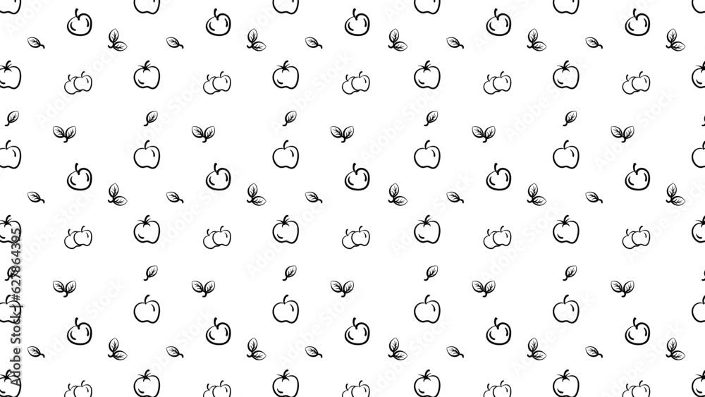 apple fruits black white pattern vector illustration apple fruits black white pattern vector illustration