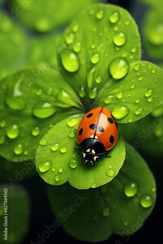 Lady beetle on clover, lucky charms © Guido Amrein