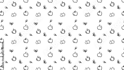 apple fruits black white pattern vector illustration
