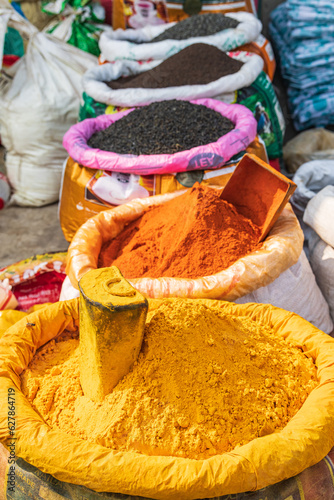 Spices for sale at a market in Srinagar.