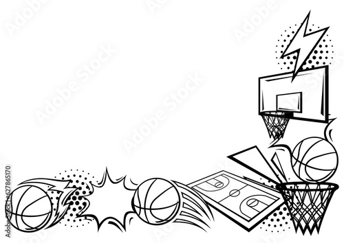 Background with basketball items. Sport club illustration.