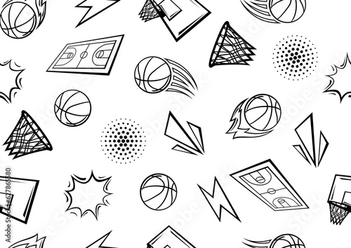 Pattern with basketball items. Sport club illustration.