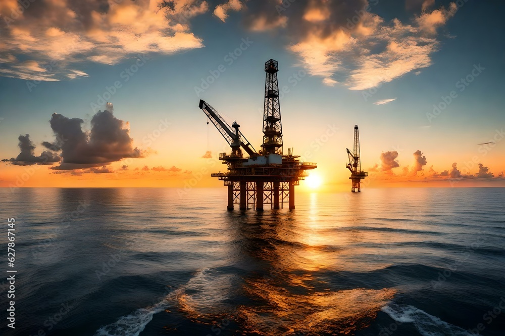 oil rig at sunset oil rig at sunset