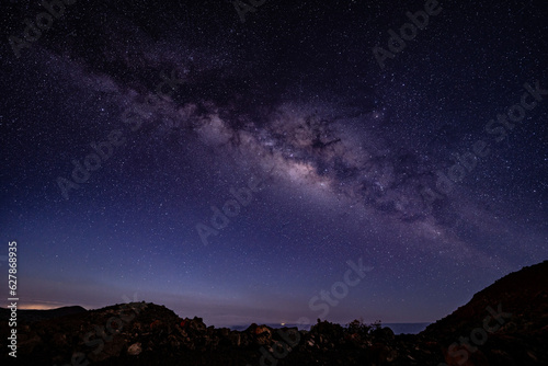 Stargazing at Pu'u Kalepeamoa, Maunakea Visitor Information Station, Big Island, Hawaii. Starry night sky, Milky Way galaxy astrophotography.  © youli zhao