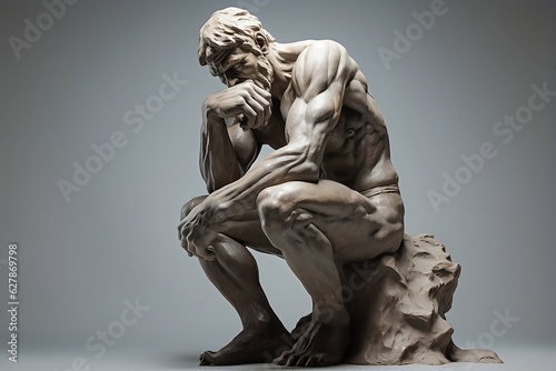 Statue of a Thinking Man in the Style of Auguste Rodin  photo