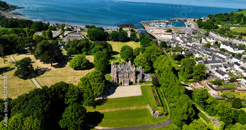 Aerial video of Glenarm Village Co Antrim Northern Ireland  photo