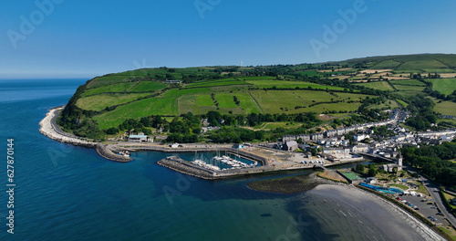 Aerial video of Glenarm Village Co Antrim Northern Ireland © peter