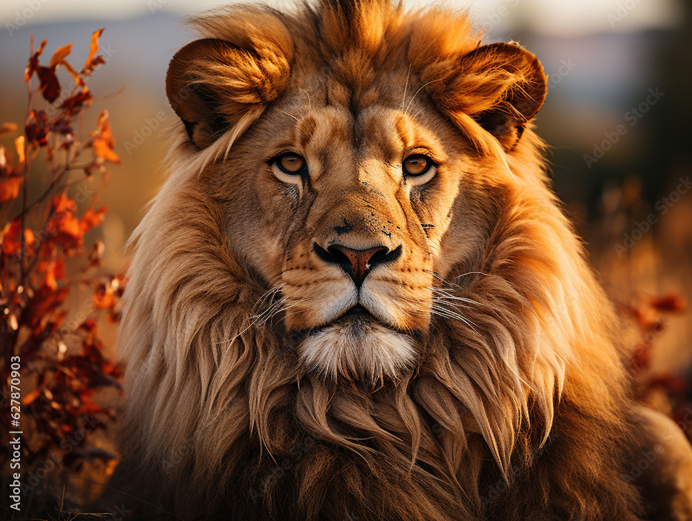 A close-up Illustration of lion's head created with Generative AI