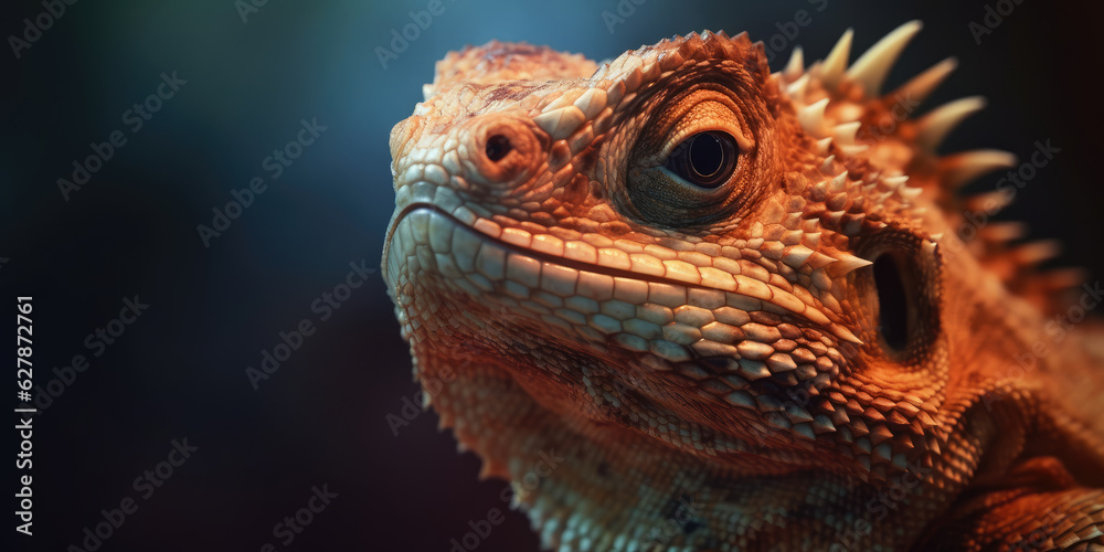 Image of an iguana or lizard in close-up Macro photography . Image of an iguana or lizard in close-up Macro photography .
