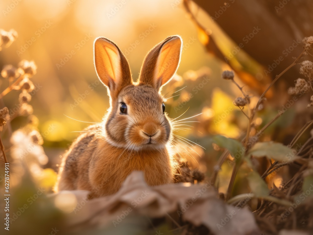 Obraz premium European Rabbit Lagomorph Wildlife photography Generative AI