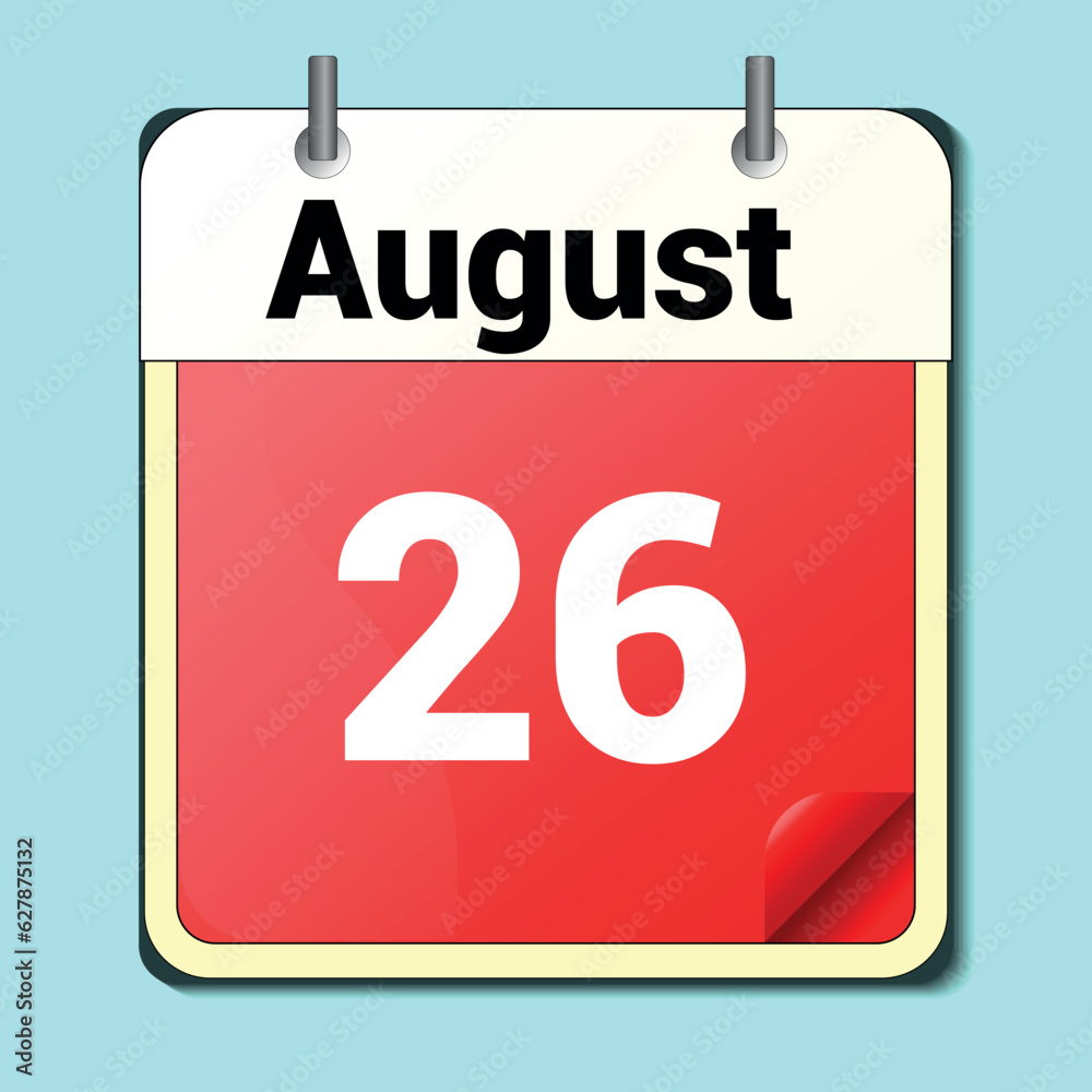 calendar vector drawing, date August 26 on the page calendar vector drawing, date August 26 on the page