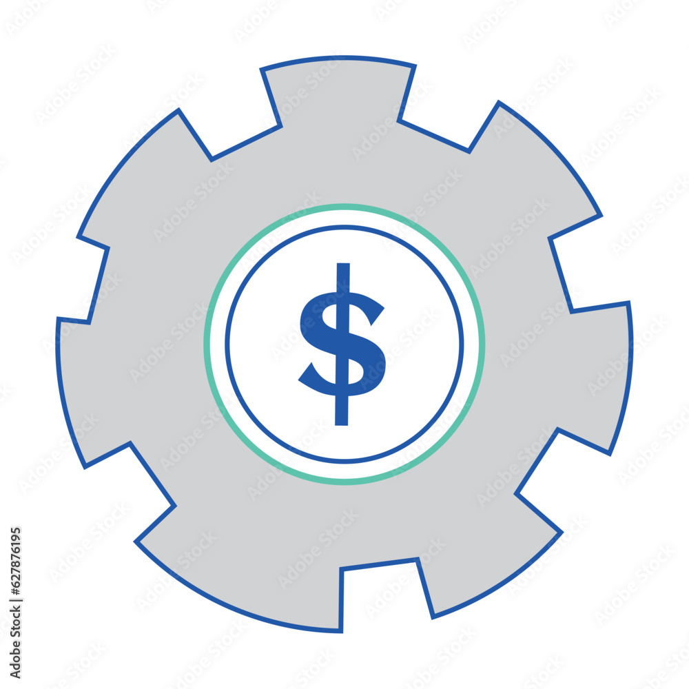Isolated gear piece with a money symbol Business icon Vector Isolated gear piece with a money symbol Business icon Vector