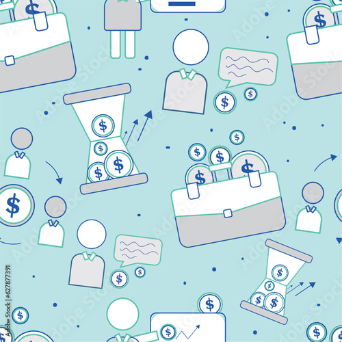 Seamless pattern background with business finance icons Vector