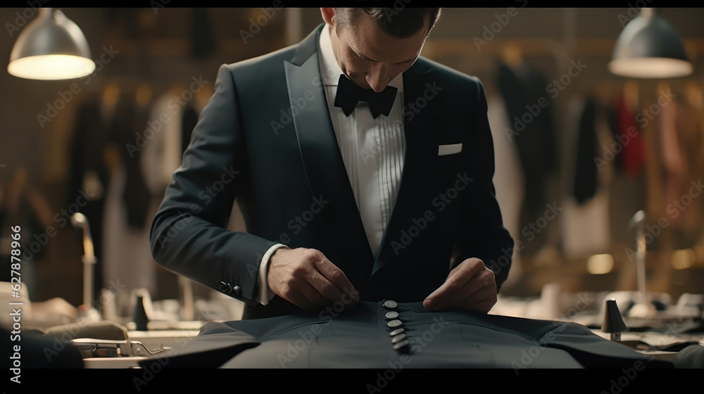 Professional tailor making an expensive tuxedo Stock Photo Adobe Stock