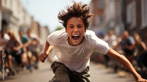 Urban Skate Adventure: Teenager Rushing on a Skateboard, generative ai © Vanessa