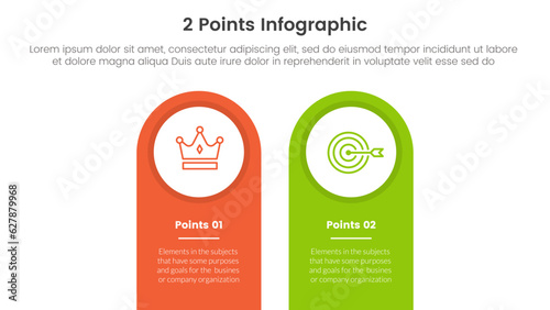 versus or compare and comparison concept for infographic template banner with round shape on top vertical with two point list information