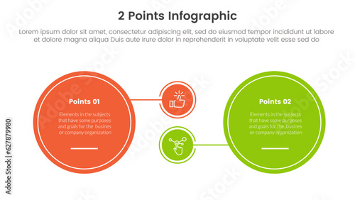 versus or compare and comparison concept for infographic template banner with big circle and small linked with two point list information