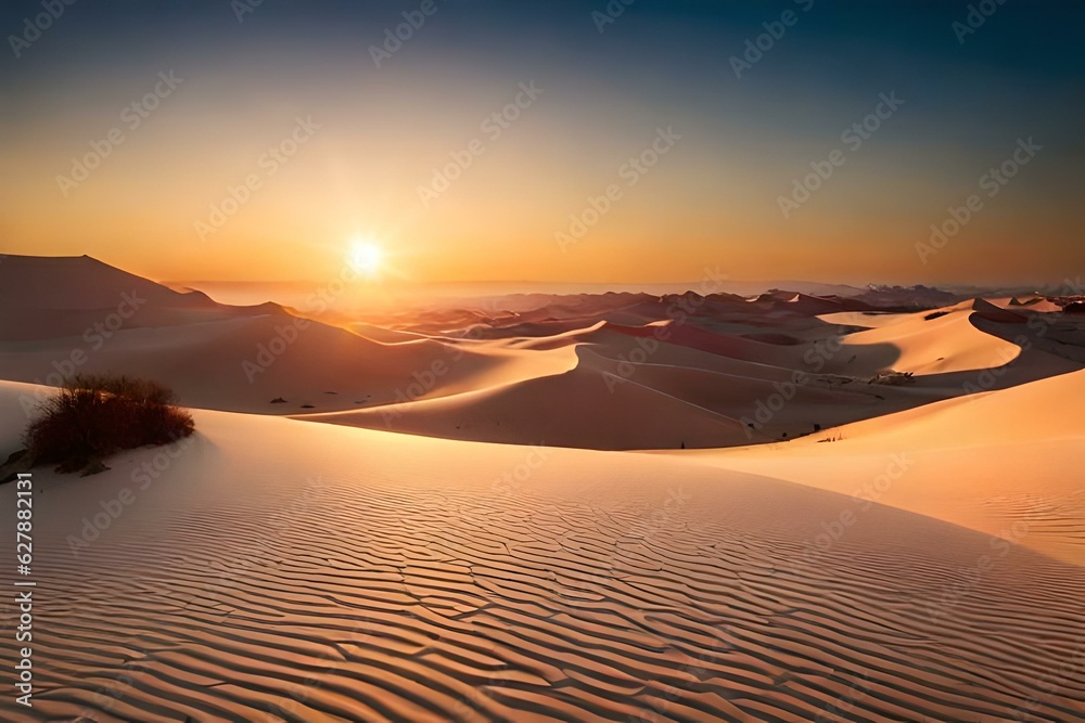 Sunrise with a beautiful morning over the desert