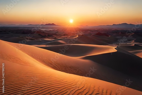 Sunrise with a beautiful morning over the desert