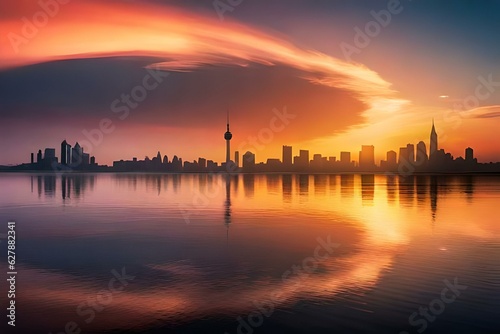 sunset over the city © SardarMuhammad