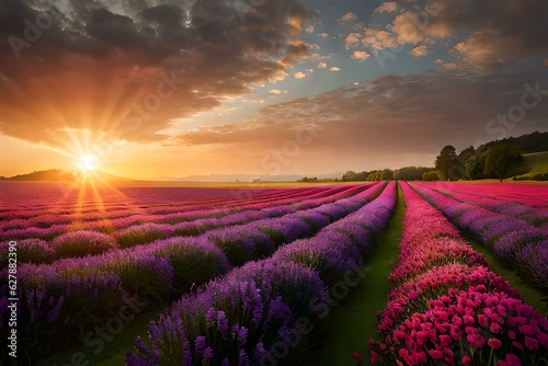 lavender field at sunset © SardarMuhammad
