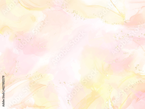 秋 春 水彩 背景 黄色 ピンク