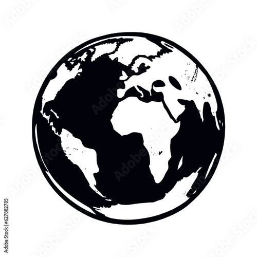 Globe planet silhouette on transparent background