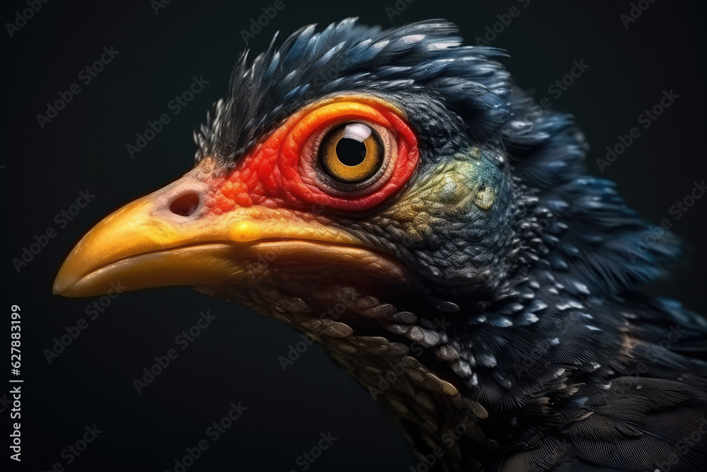 Image of a colorful exotic bird in close-up Macro photography. Image of a colorful exotic bird in close-up Macro photography.