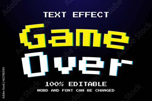 100% font effect.Pixel game over 3d editable text style effect