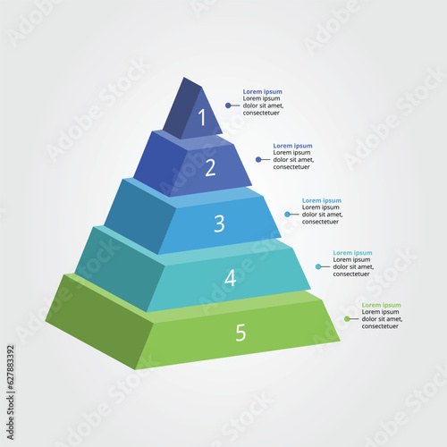 pyramid chart template for infographic for presentation for 5 element