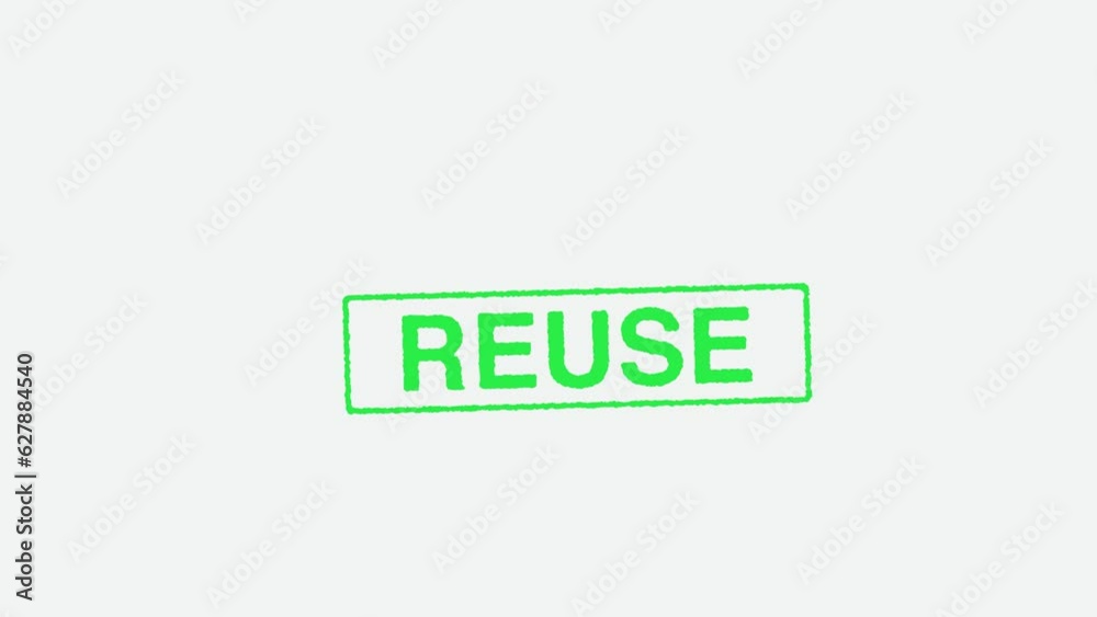 Close Up Real Hand Stamping Reuse Stamp on White Background Close Up Real Hand Stamping Reuse Stamp on White Background