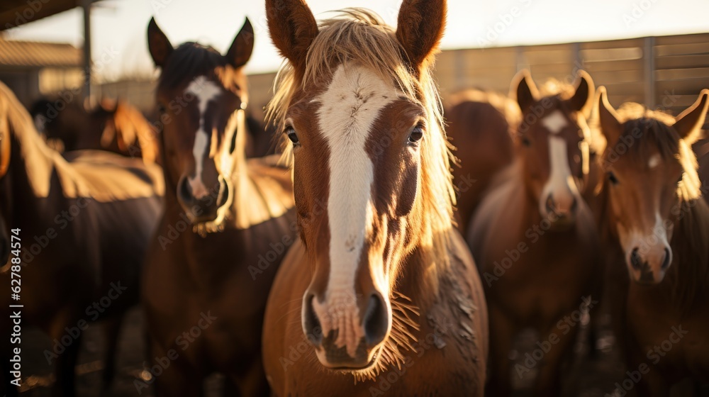 Graceful Equestrians: A Beautiful Herd of Horses, generative ai