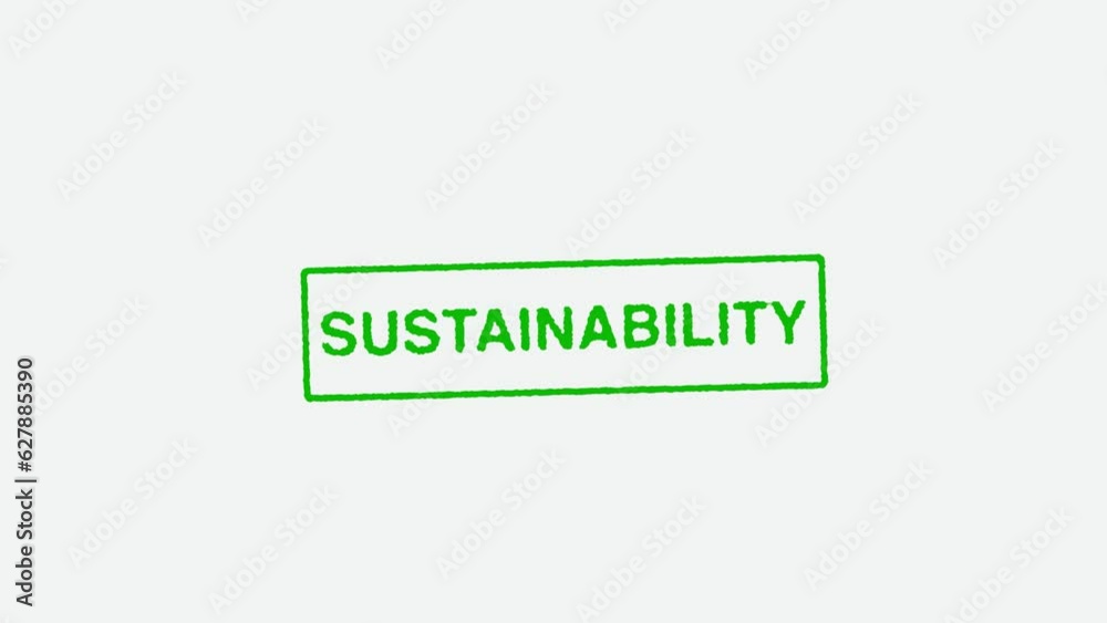 Close Up Real Hand Stamping Sustainability Stamp on White Background Close Up Real Hand Stamping Sustainability Stamp on White Background